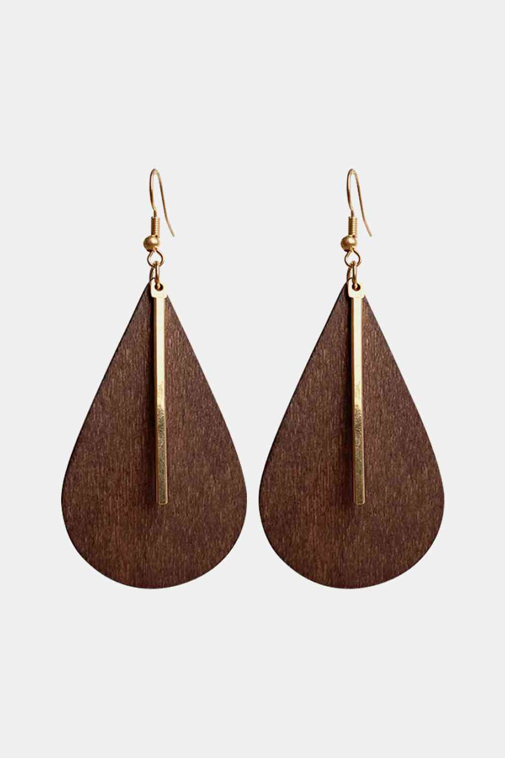 Boucles d'oreilles pendantes en bois de forme géométrique