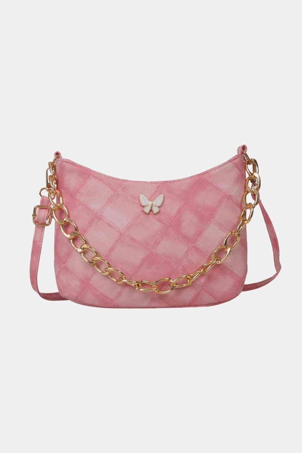 Bolso de hombro de cuero PU con decoración de mariposas