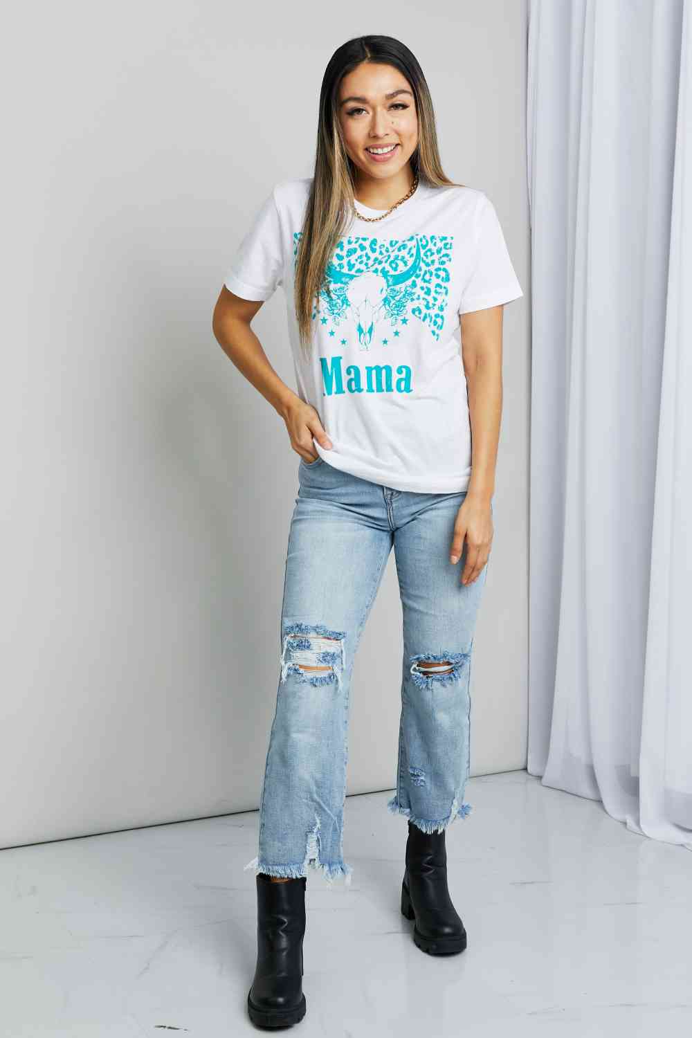 mineB Full Size MAMA Animal Graphic Tee Shirt