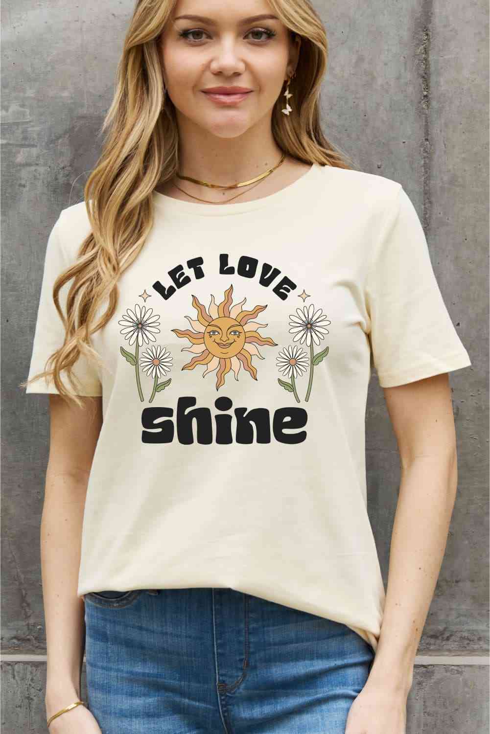 Simply Love T-shirt en coton graphique LET LOVE SHINE pleine taille