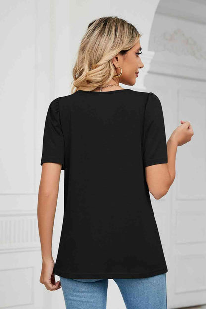 Square Neck Puff Sleeve T-Shirt