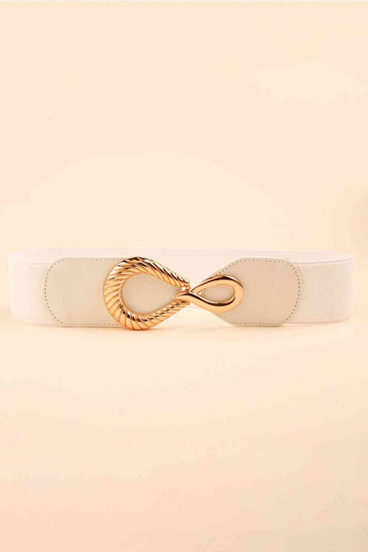 Ribbed Alloy Buckle Elastic Belt