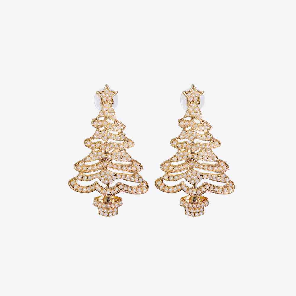 Boucles d'oreilles arbre de Noël en alliage de strass