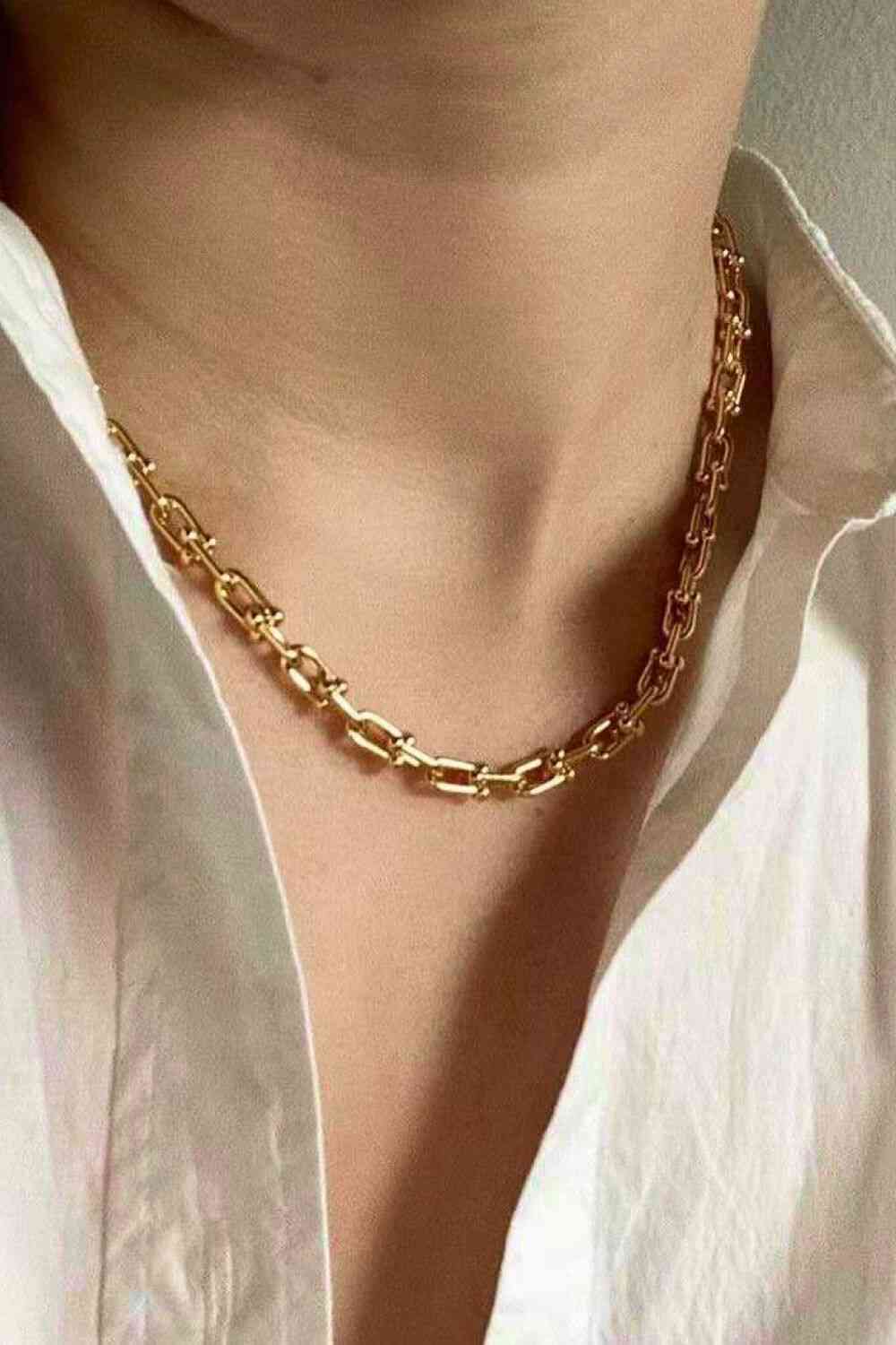 18K Stainless Steel U-Shape Chain Necklace