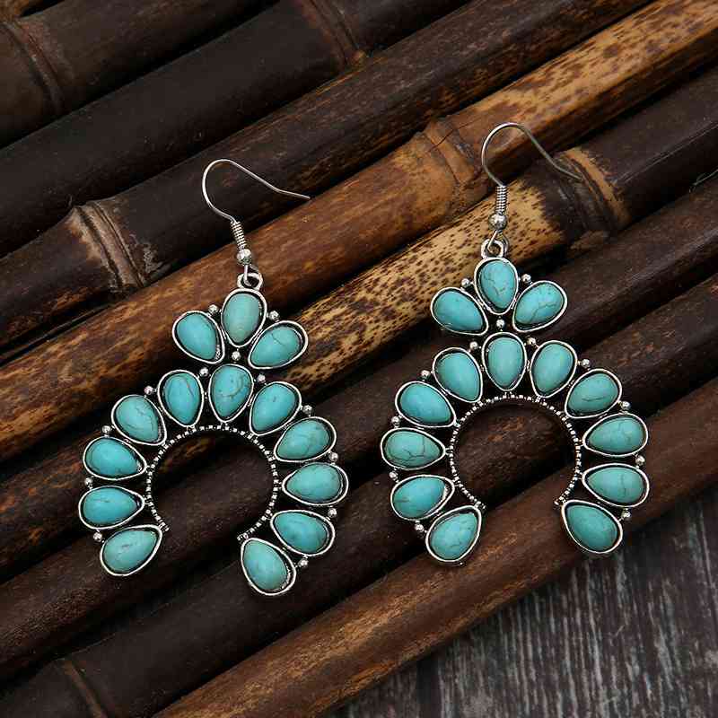 Boucles d'oreilles pendantes turquoise artificielles