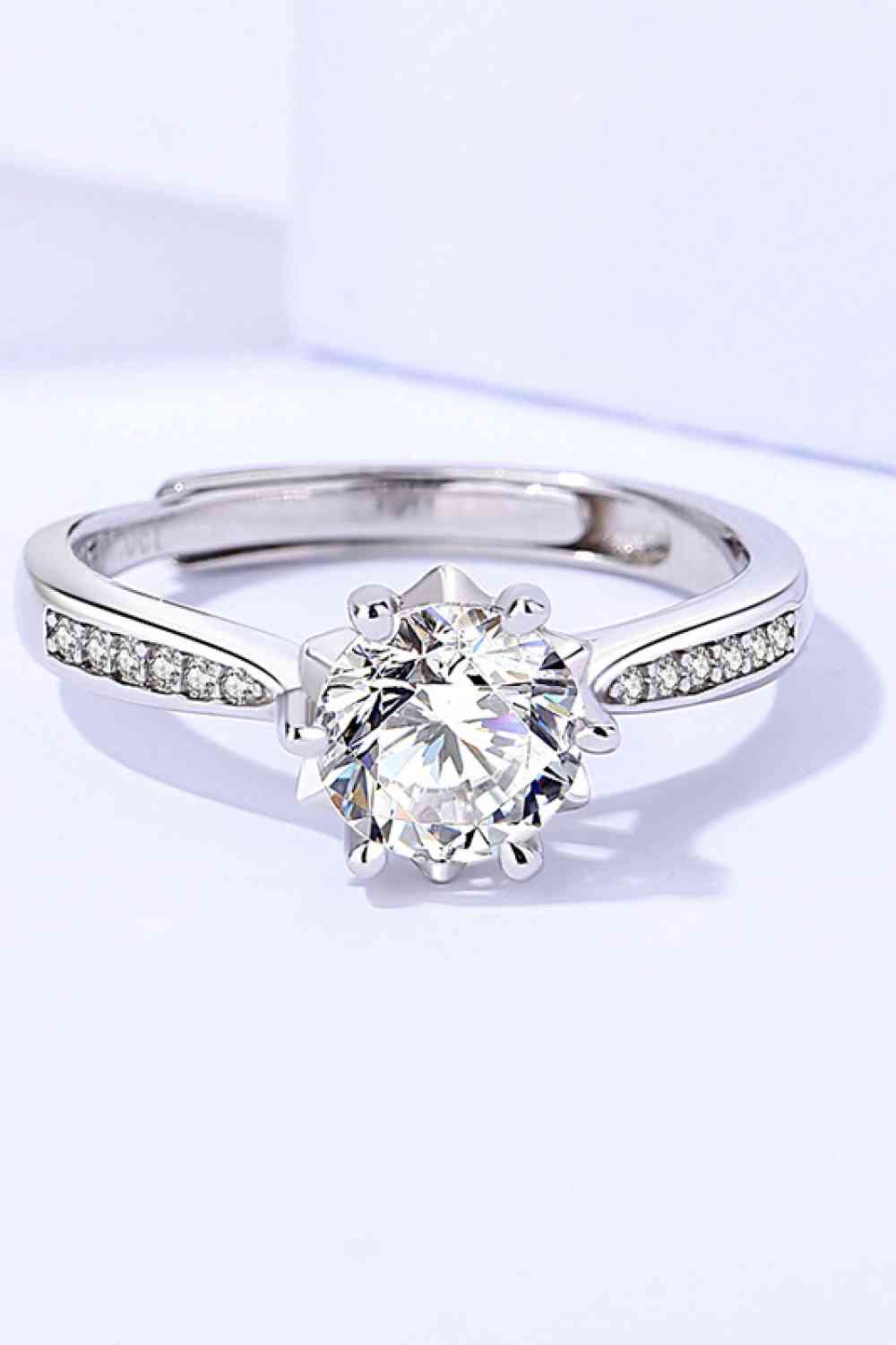 Bague réglable à 6 griffes moissanite 1 carat