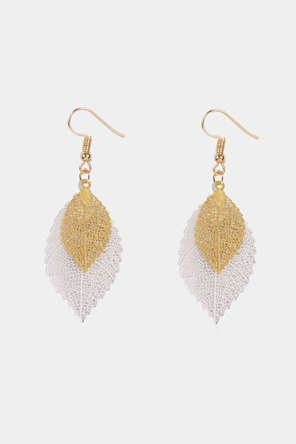 Boucles d'oreilles pendantes en forme de feuille