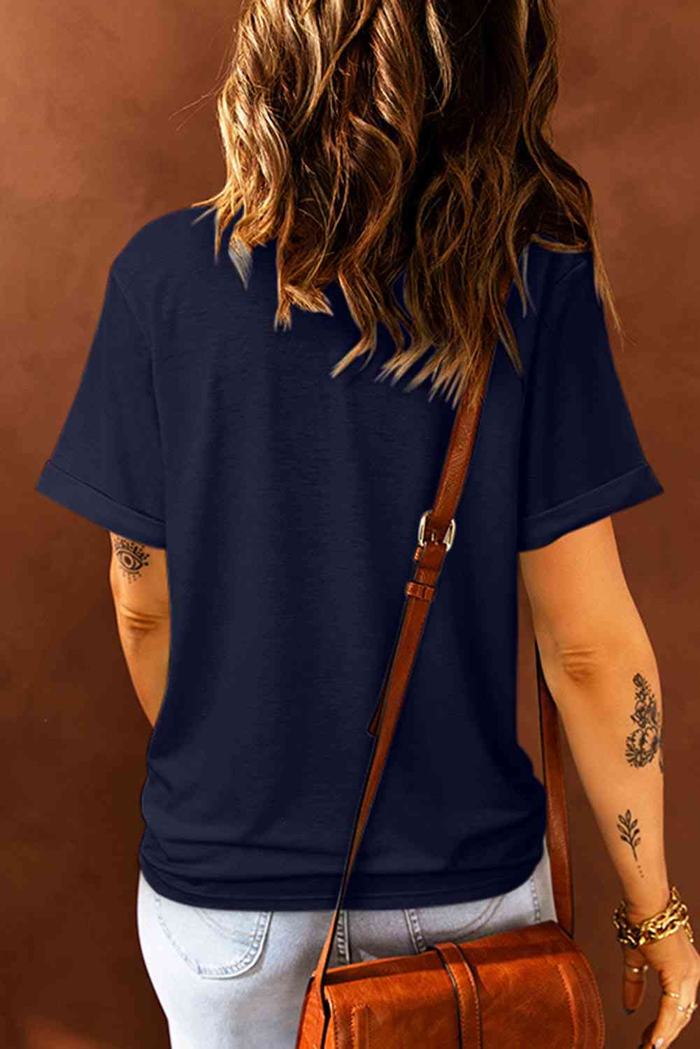 MUJER AMERICANA Camiseta gráfica con cuello redondo