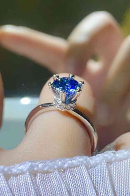 Bague solitaire moissanite à 6 griffes 1 carat