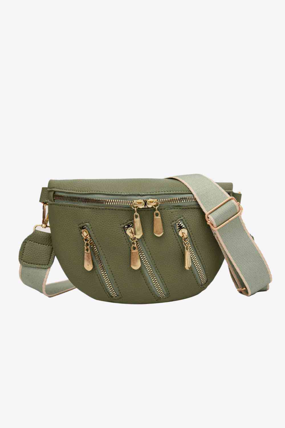 Sac à bandoulière en cuir PU à fermeture éclair multiple