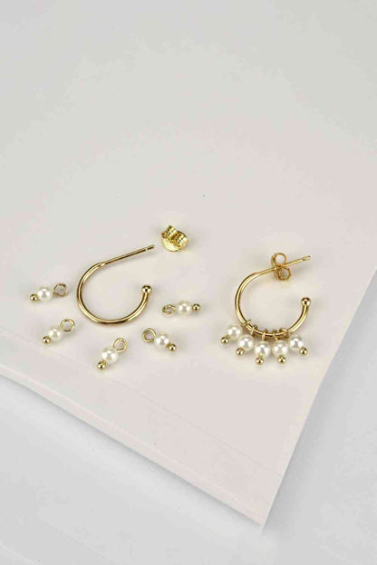 Pearl 925 Sterling Silver C-Hoop Earrings