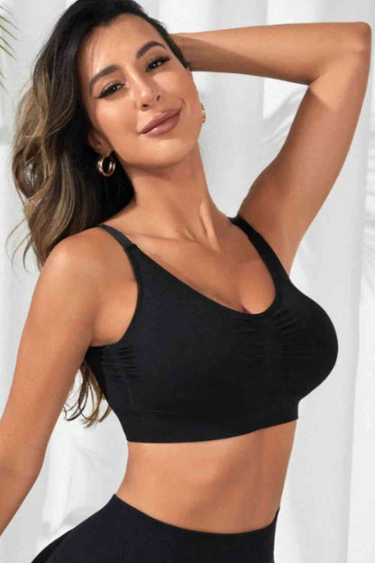 Soutien-gorge actif court à encolure dégagée