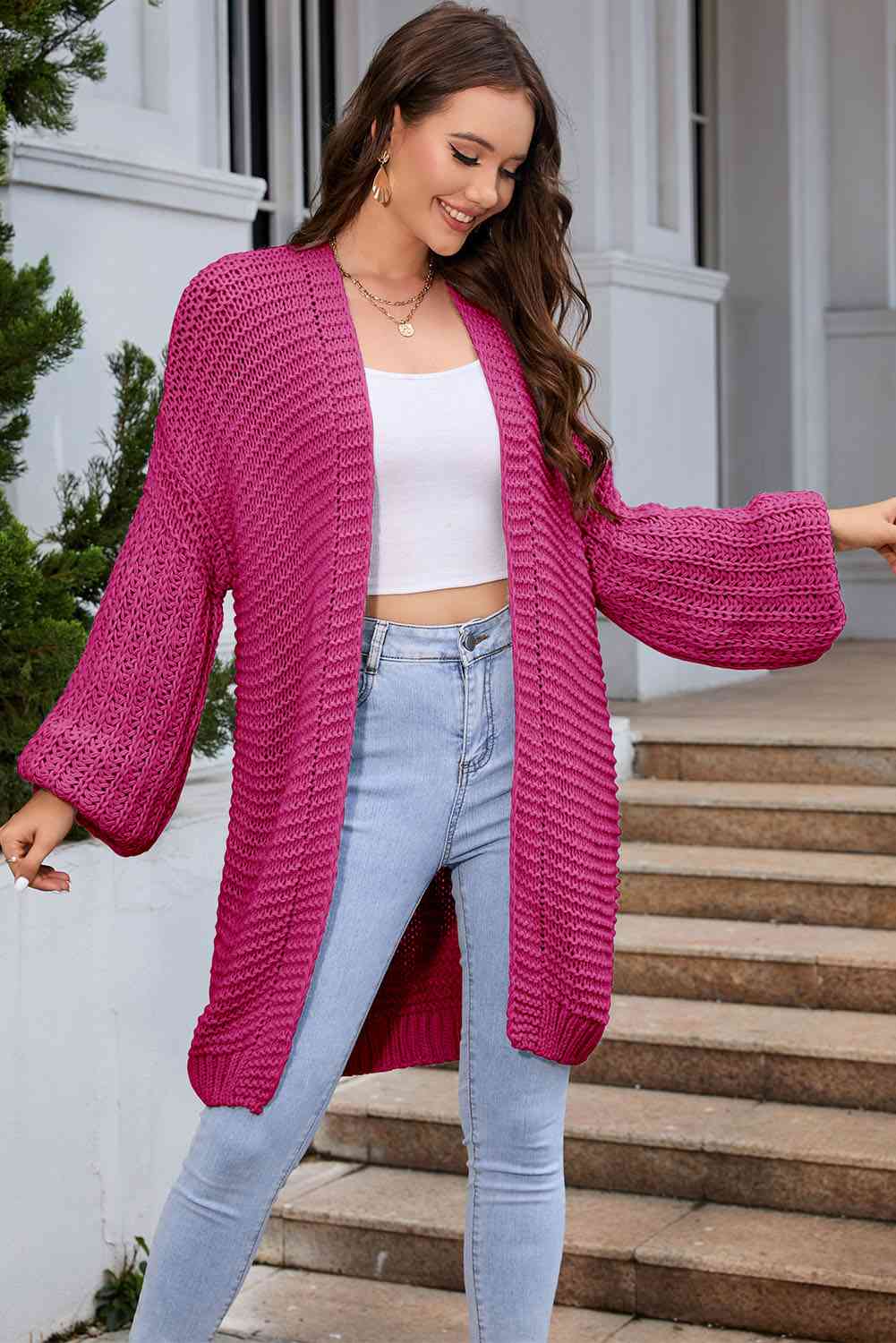 Cardigan long ouvert sur le devant