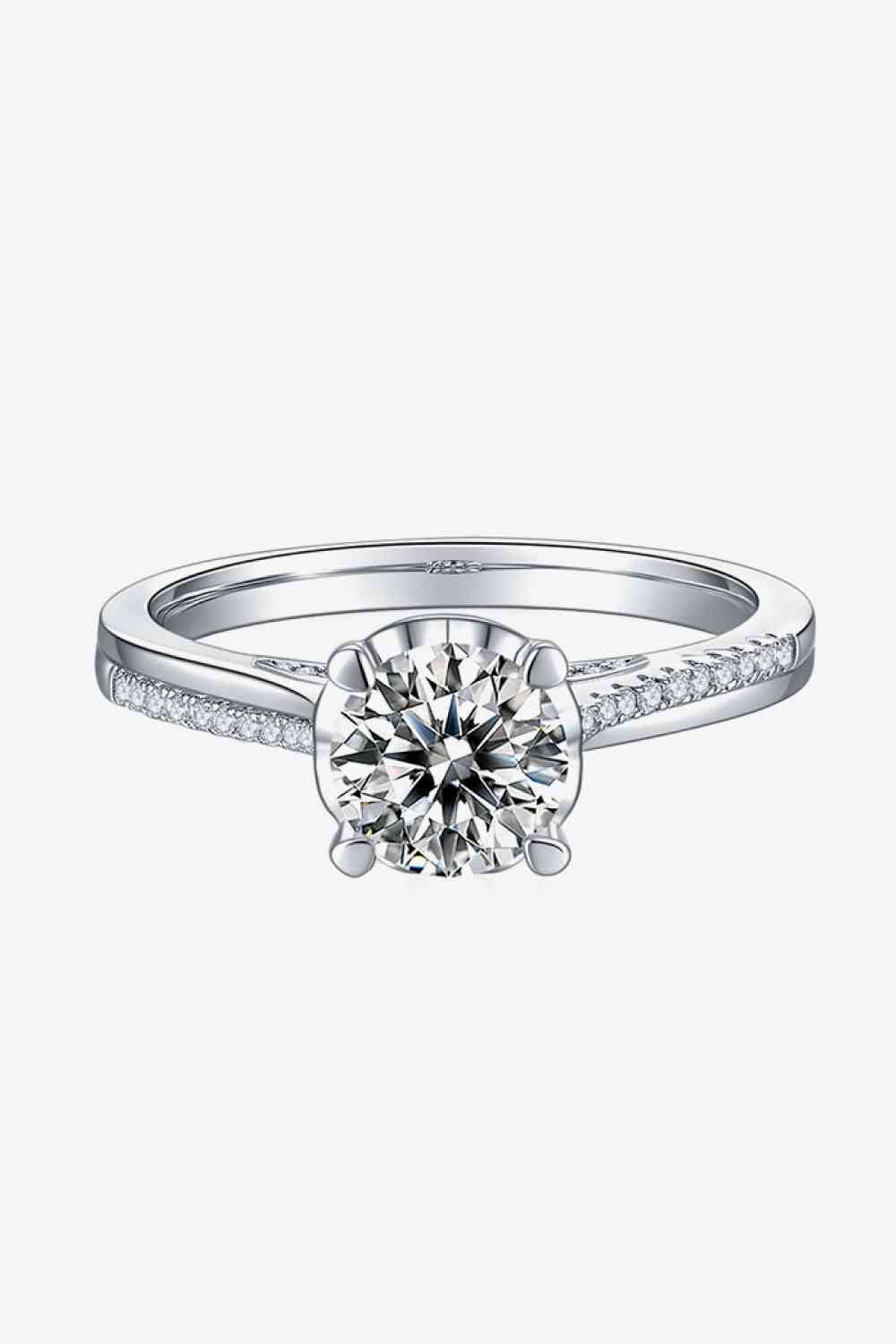 Bague en pierre latérale adorée en argent sterling 925 moissanite 1 carat