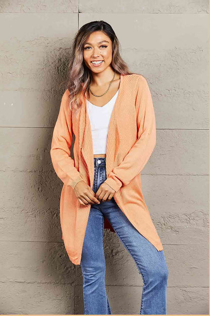 Double Take Ribbed Open Front Cardigan