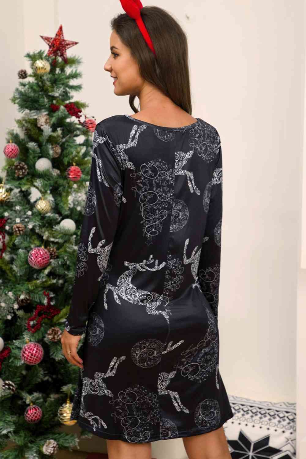 Vestido navideño de manga larga de tamaño completo