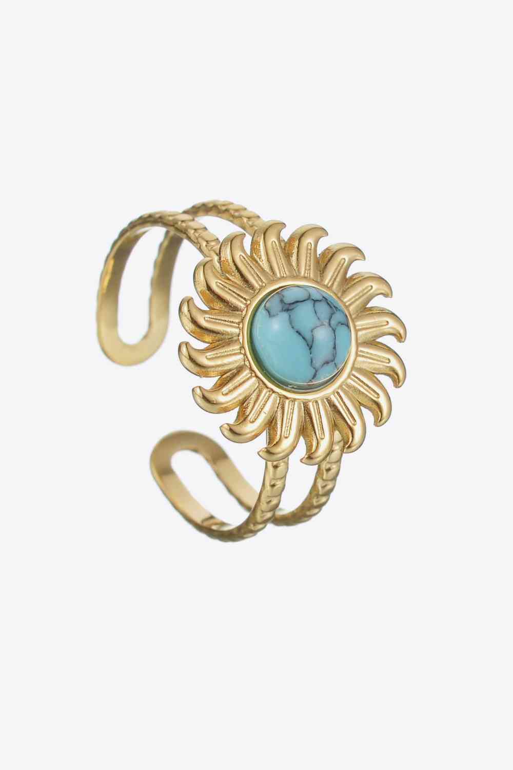 Bague ouverte en acier inoxydable turquoise