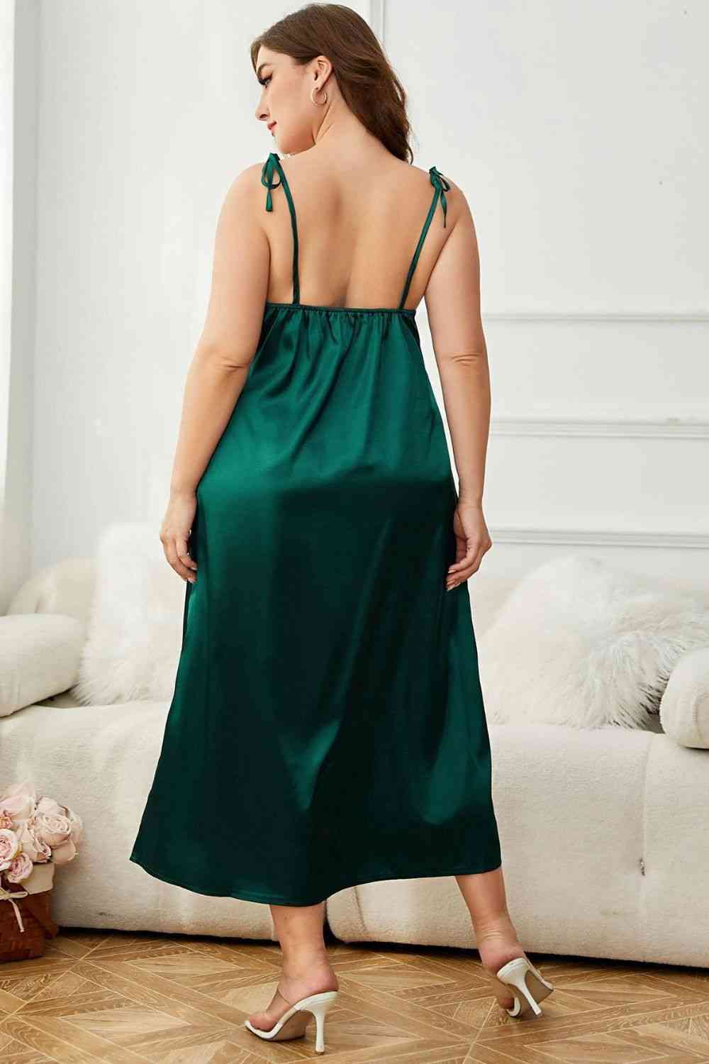 Robe de Nuit Midi à Epaules Nouées de Grande Taille