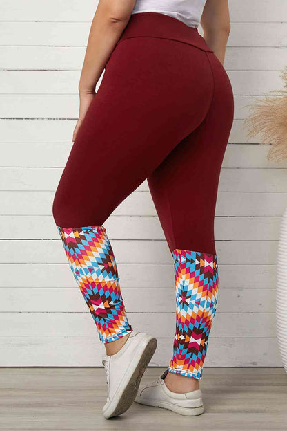 Legging Taille Haute Imprimé Géométrique de Grande Taille