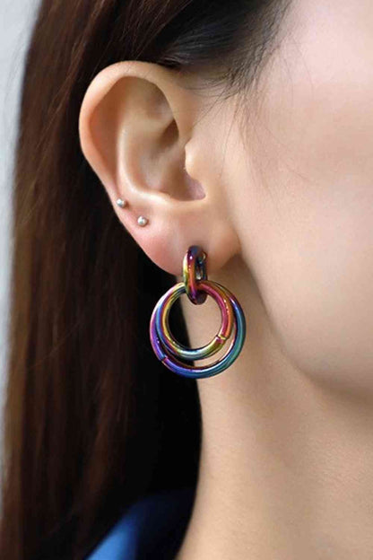 Boucles d'oreilles doubles créoles multicolores