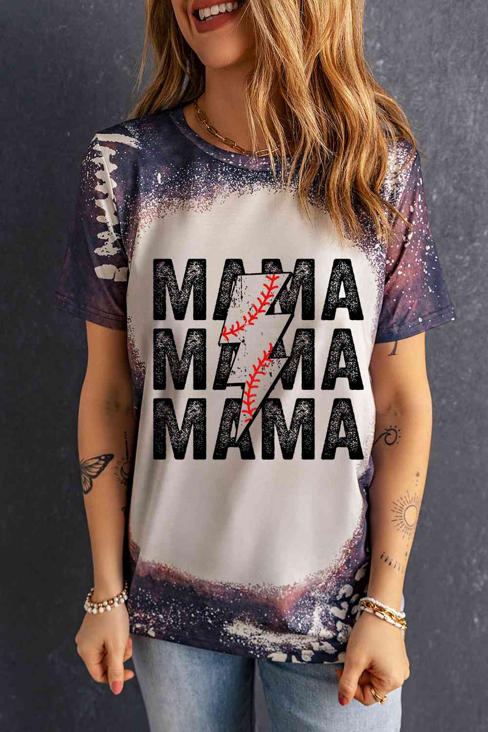 Camiseta con cuello redondo y estampado MAMA