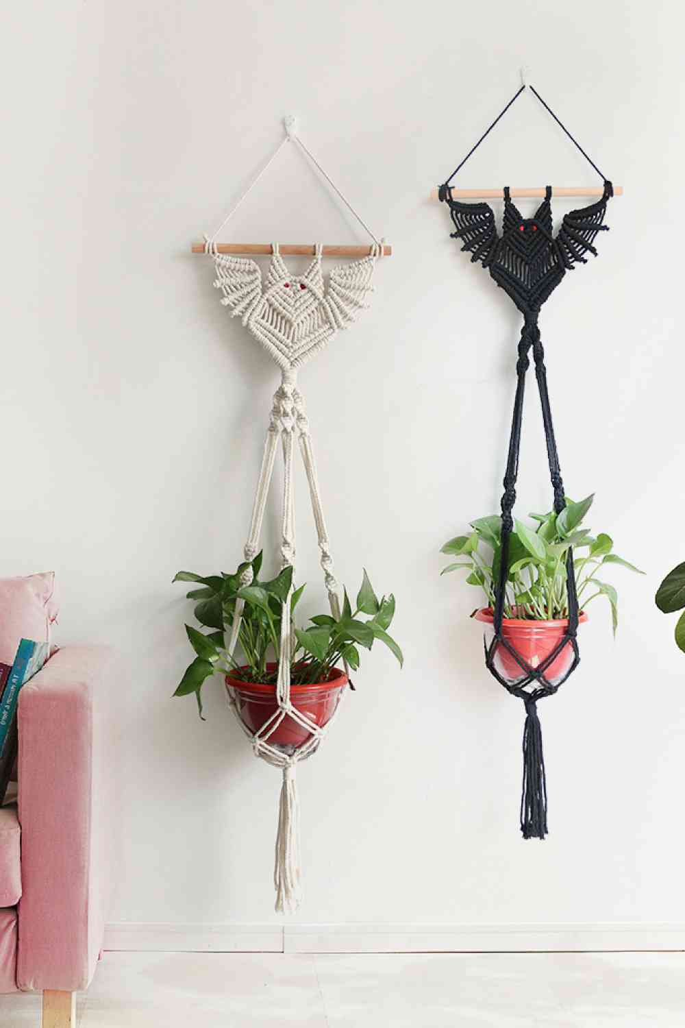 Colgador de plantas de pared de macramé de murciélago de 39,4"