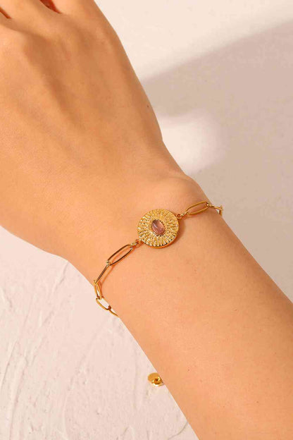 Pulsera De Cadena Con Clip Chapada En Oro De 18 Quilates