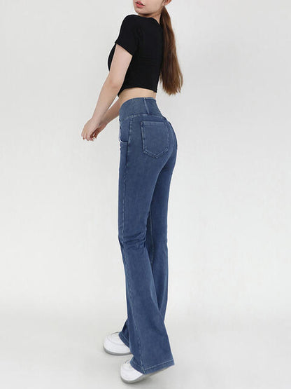 Jeans bootcut con cintura ancha y bolsillos