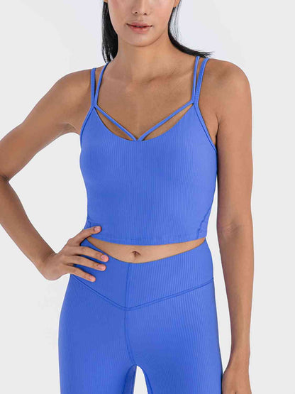 Camisole de sport côtelée à double bretelle