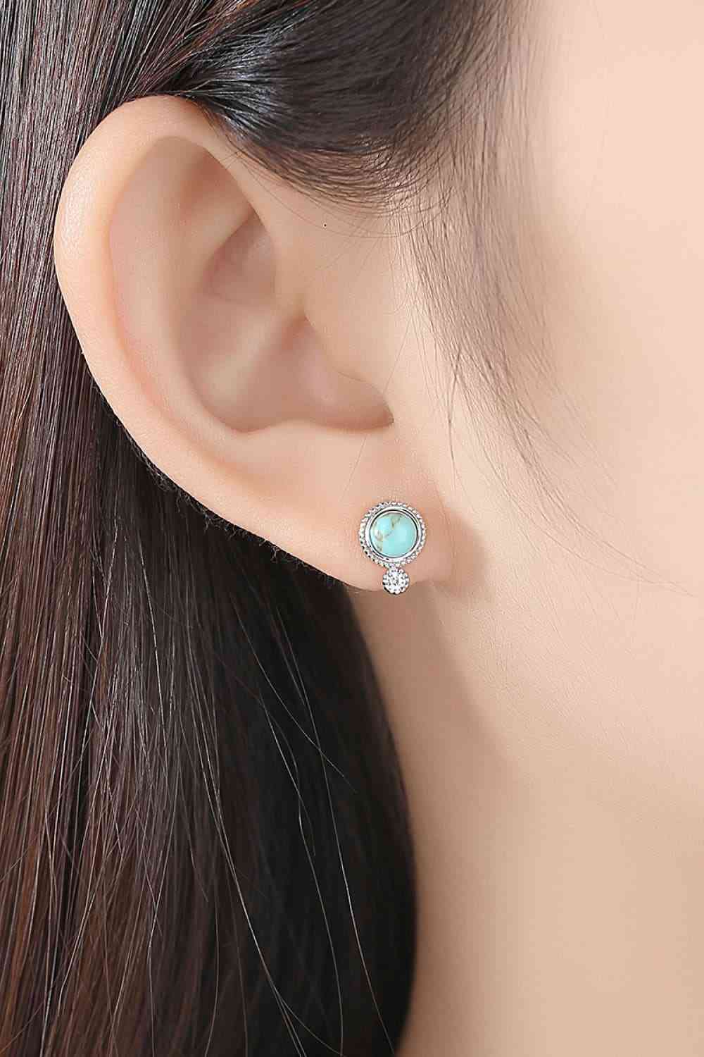 Boucles d'oreilles plaquées platine turquoise