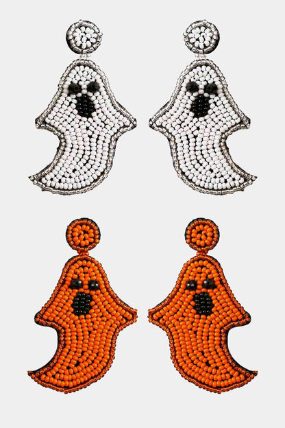 Ghost Shape Beaded Dangle Earrings