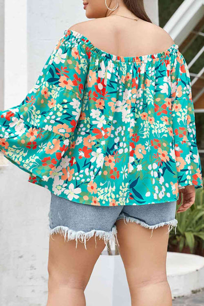 Plus Size Floral Off-Shoulder Blouse