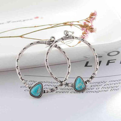 Boucles d'oreilles pendantes turquoise artificielles