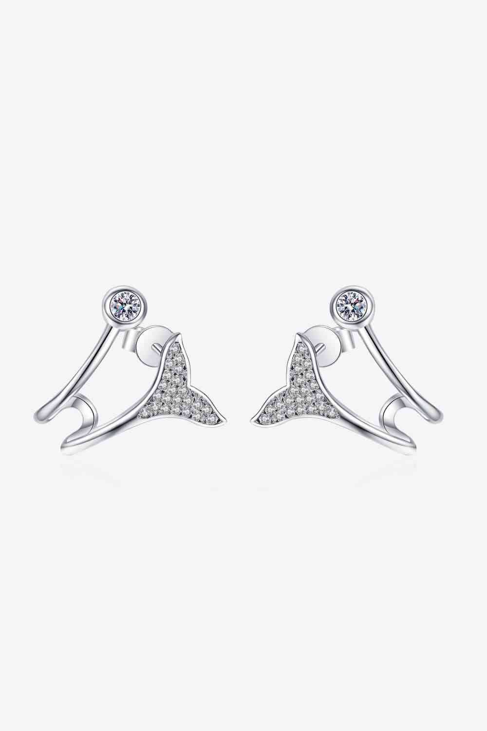 Boucles d'oreilles plaquées rhodium Fishtail Moissanite