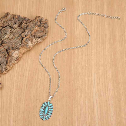 Collier en alliage avec pendentif turquoise artificiel