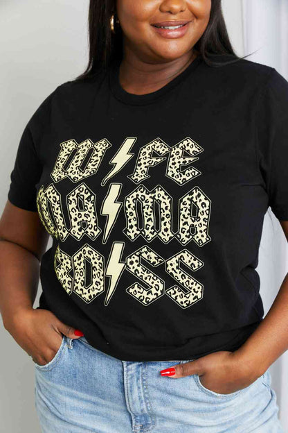 Camiseta negra con estampado de relámpagos de leopardo de tamaño completo de mineB