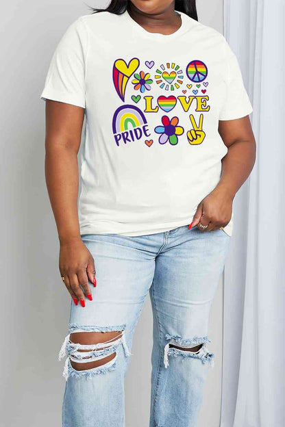 Simply Love T-shirt en coton graphique LOVE PRIDE pleine taille