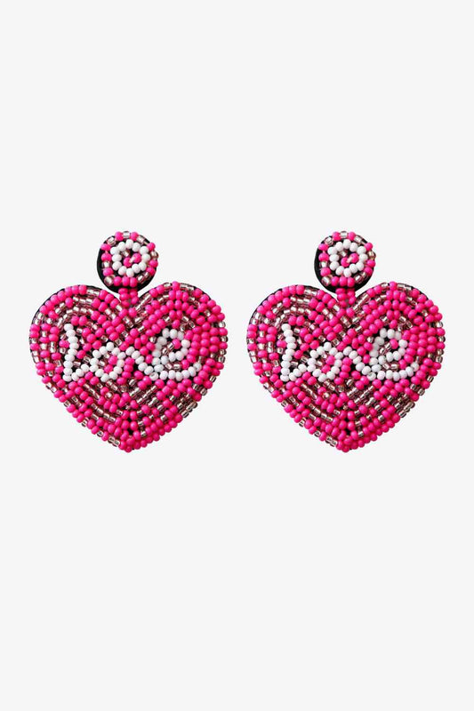 Boucles d'oreilles coeur perlé LOVE