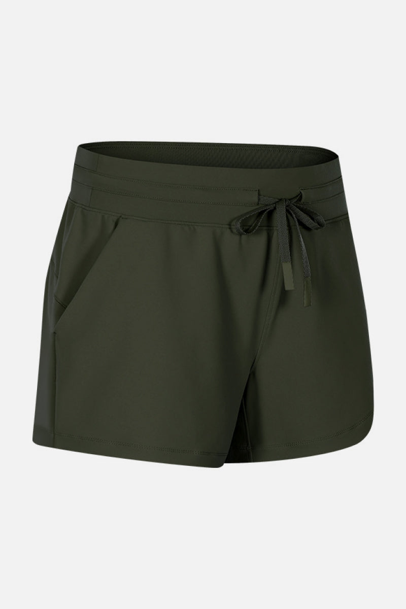 Shorts activos con lazo en la cintura