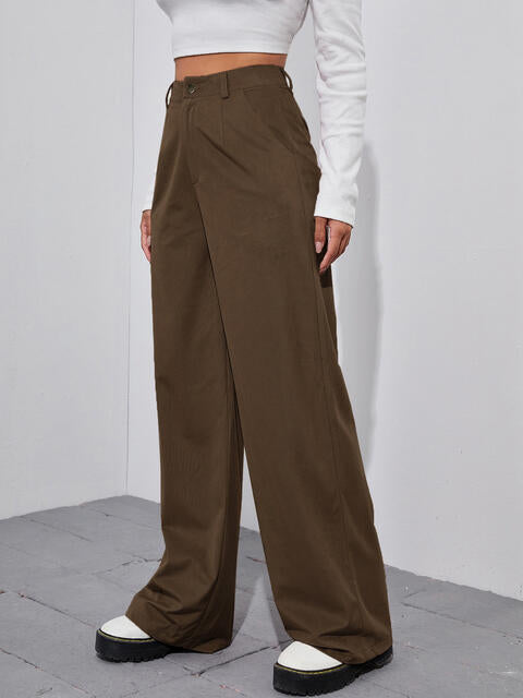 Pantalon taille haute à jambe droite