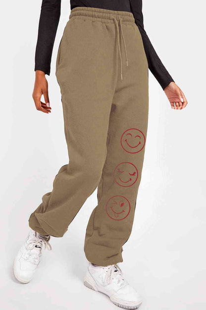 Simply Love - Pantalon de survêtement à motif Emoji pleine taille