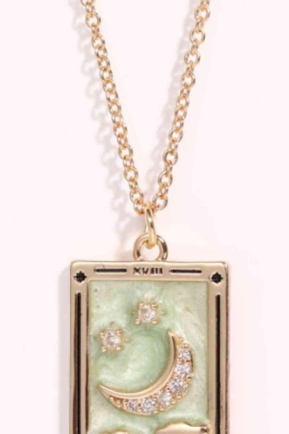 Collier en acier inoxydable avec pendentif carte de tarot