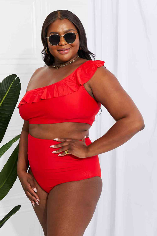 Marina West Swim - Seaside Romance - Bikini asymétrique à volants - Rouge