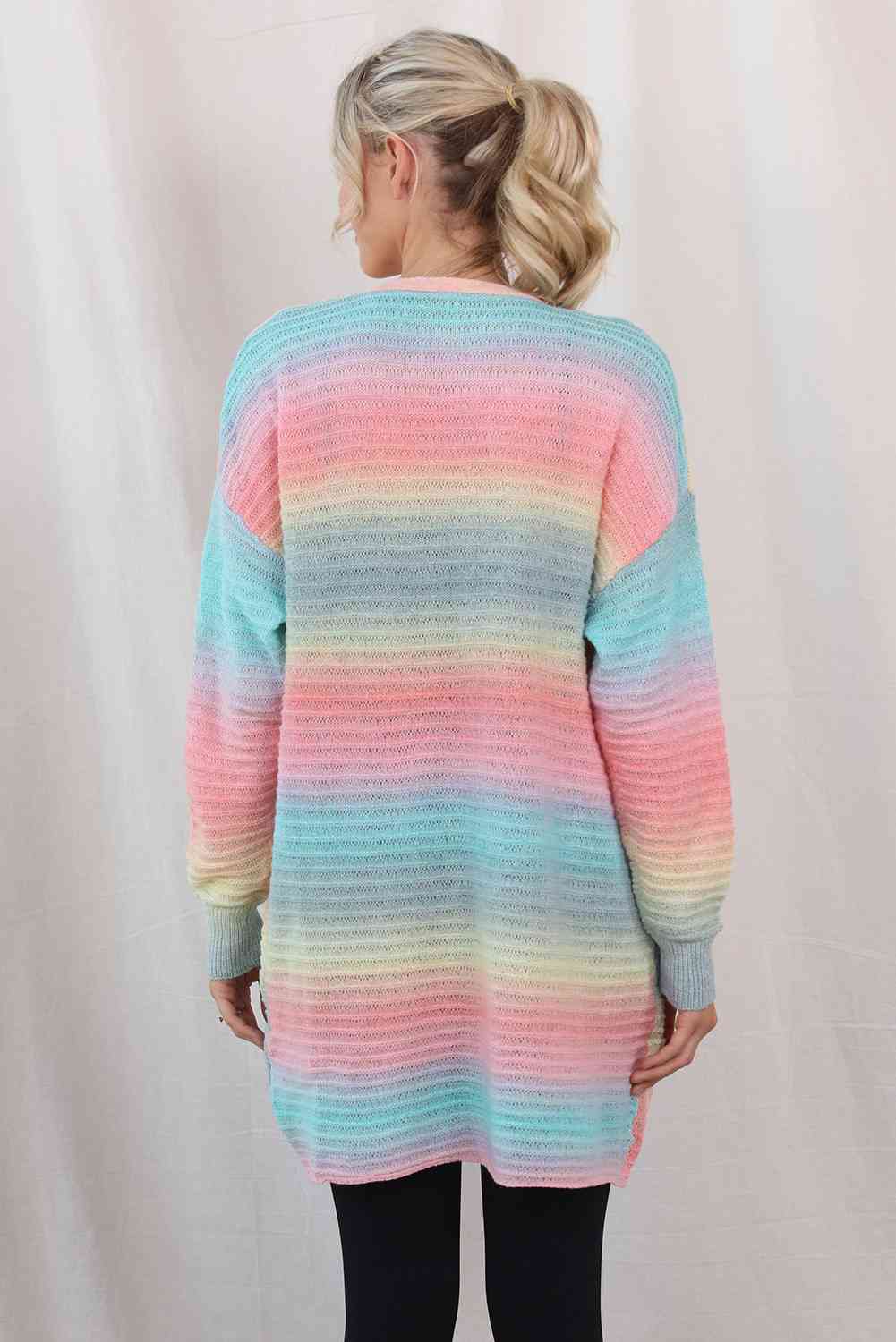 Gradient Dropped Shoulder Longline Cardigan