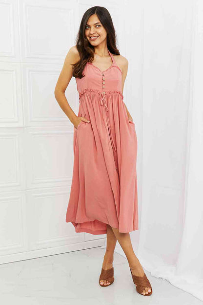 HEYSON Soft & Dainty Midi Dress in French Rose