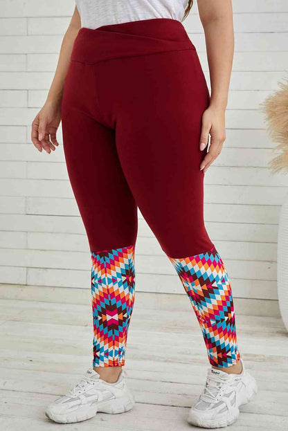 Legging Taille Haute Imprimé Géométrique de Grande Taille