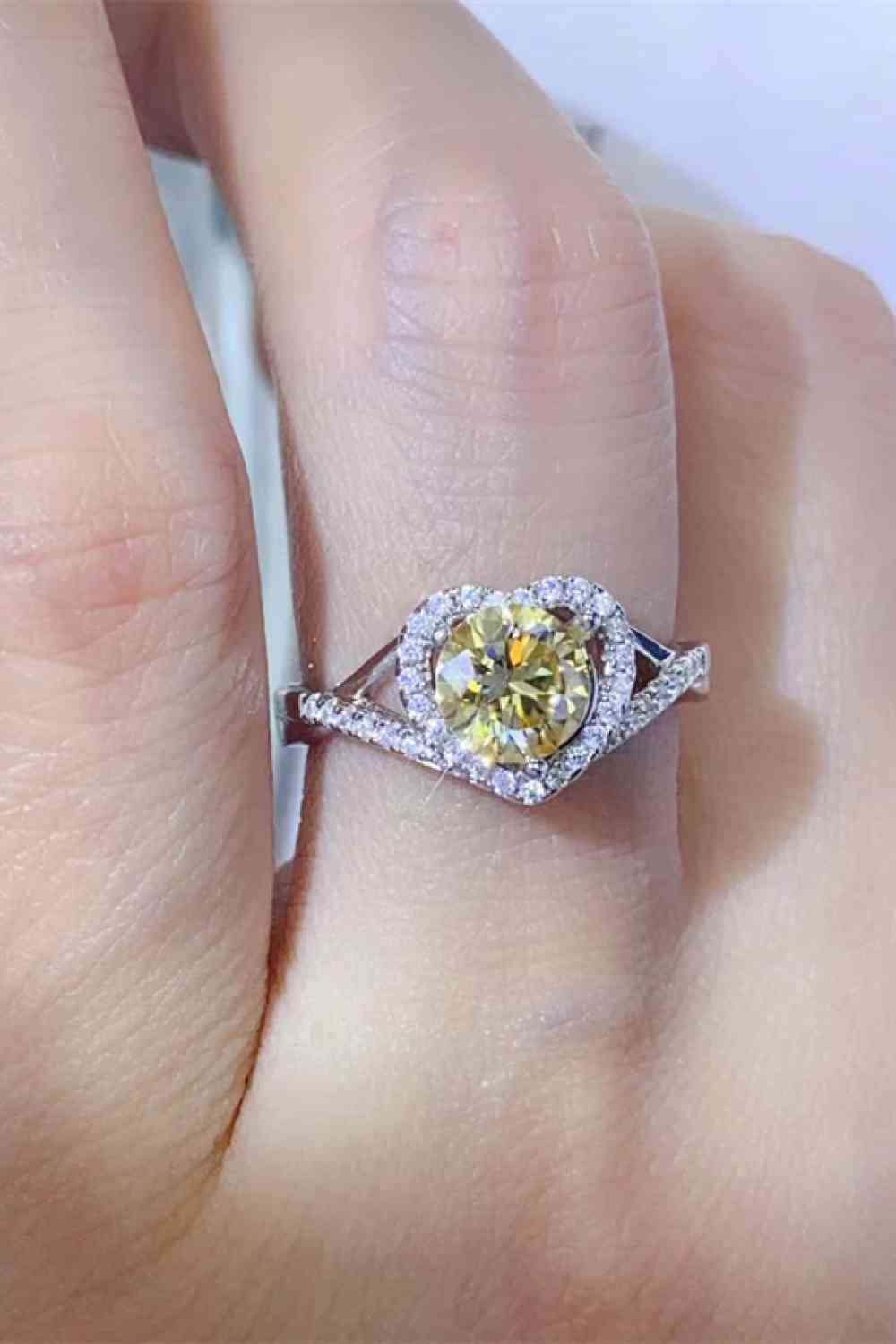 Bague coeur en argent sterling 925 moissanite adorée de 1 carat