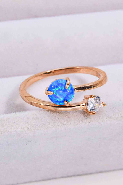 Bague Ouverte Opale et Zircon