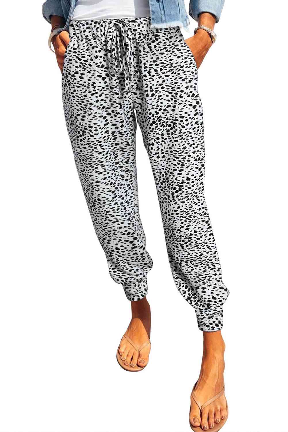 Pantalon long à poches léopard