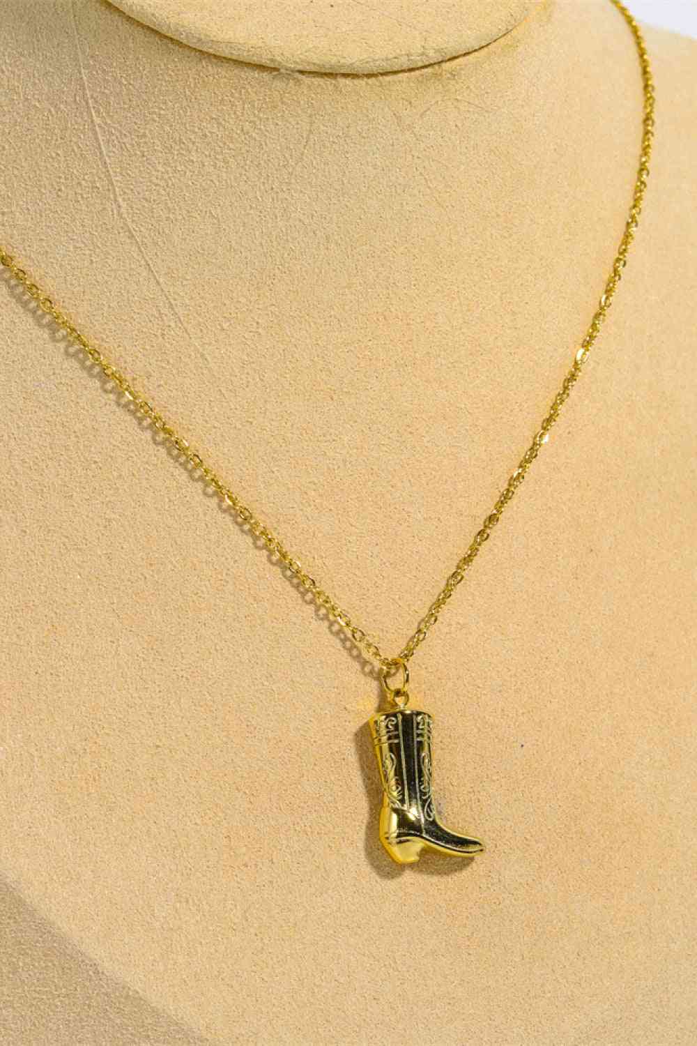 Collier en acier inoxydable avec pendentif botte de cowboy